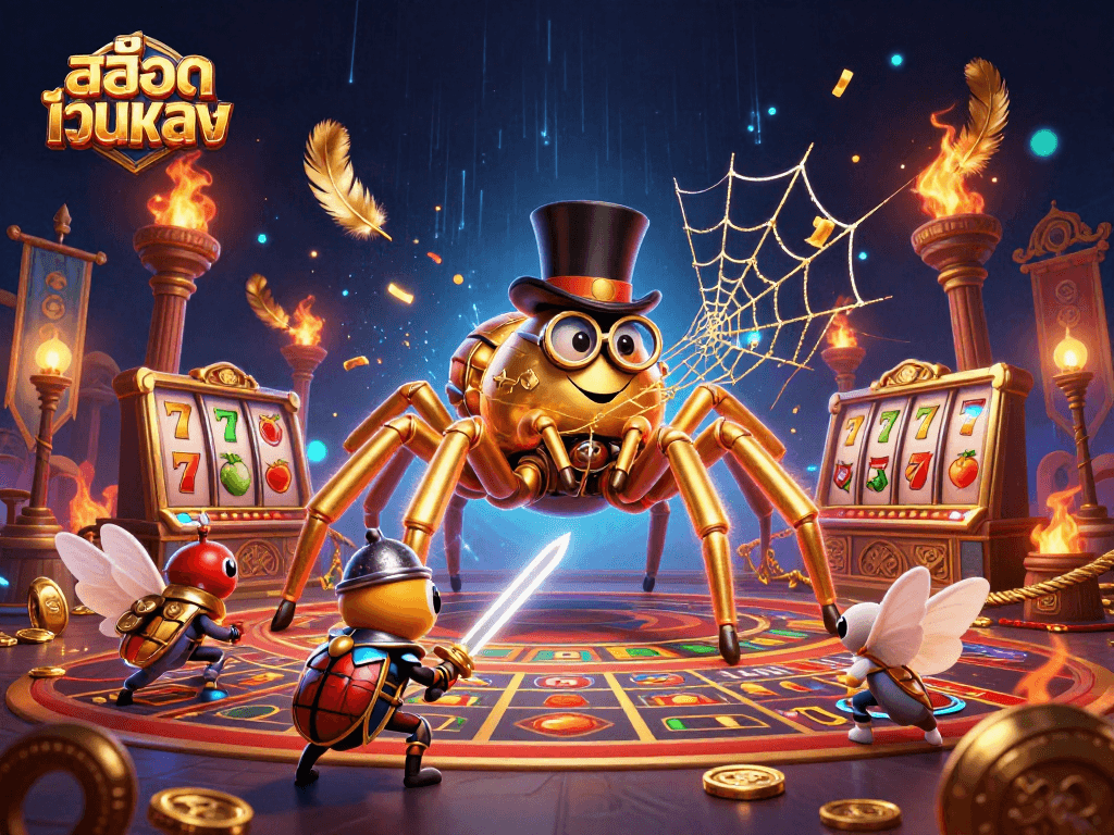 Engage in thrilling สล็อตเว็บตรง gameplay with vibrant 3D characters and casino elements.