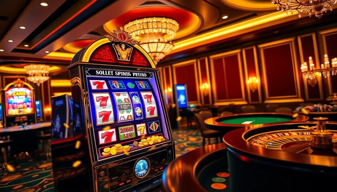 Spin to win with exhilarating slot online experiences in a vibrant casino setting.