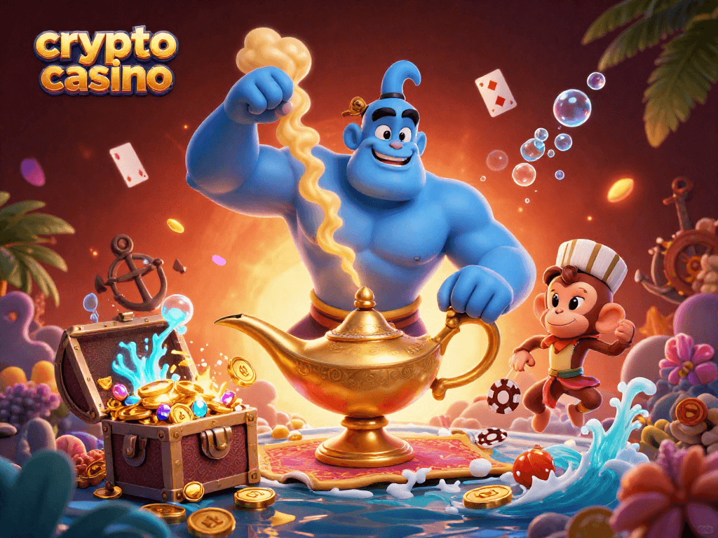 Experience the thrill of crypto casino gaming with vibrant characters and dynamic elements.