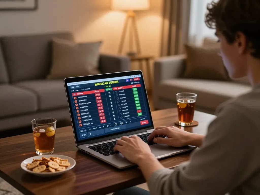 Engaged player betting on nhà cái 8xbet during a sports event with focused interface.