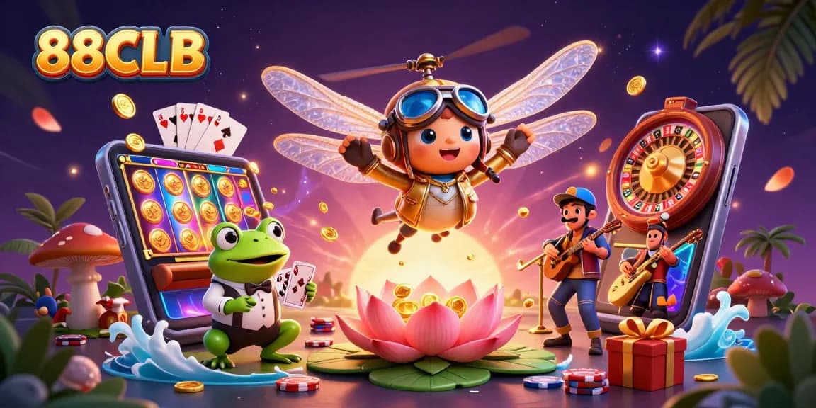 Experience thrilling gaming adventures at 88CLB with vibrant casino characters and exciting gameplay elements.