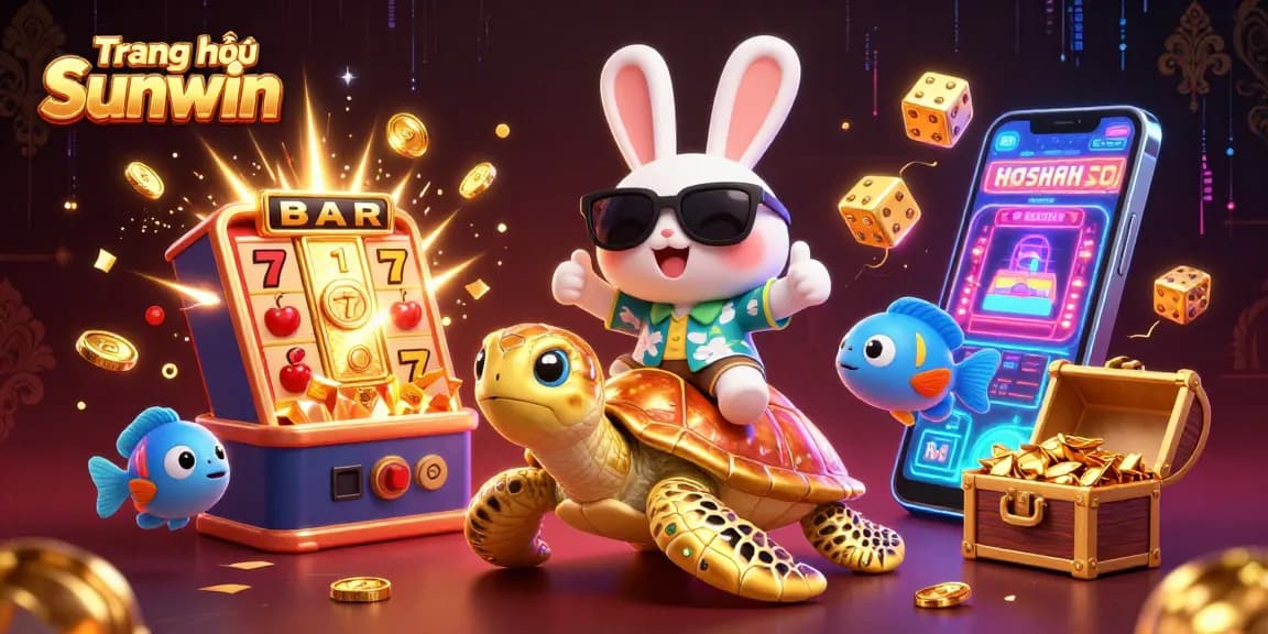 Experience jackpot thrills at Trang chủ Sunwin with a lively 3D casino illustration featuring exciting gambling elements.