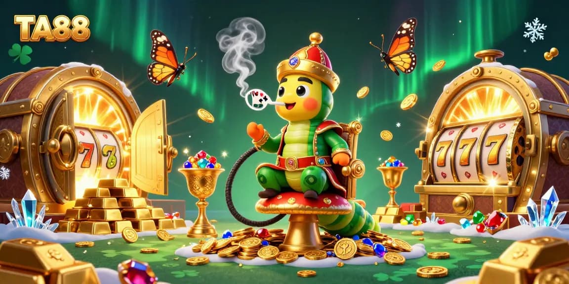 Experience TA88's vibrant casino atmosphere with an enchanting hookah-master illustration.