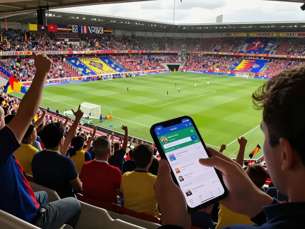 Engaging in sports betting with soi kèo nhà cái on smartphone showing live odds during a soccer match.
