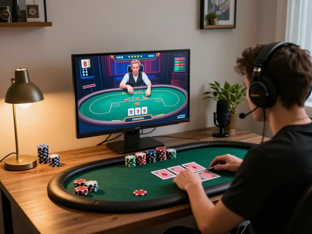Engaged player enjoying Juraganbet88 online gaming with live dealer on screen