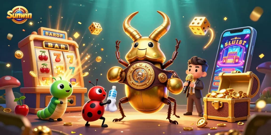Experience the excitement with Sunwin's dynamic casino games and vivid characters in this vibrant illustration.