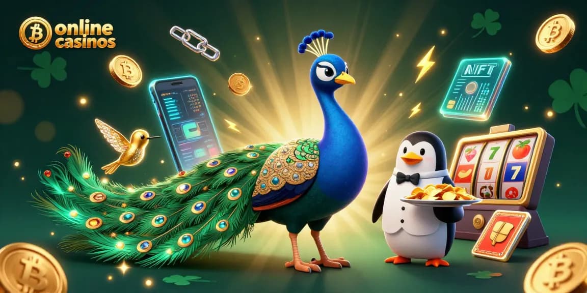 Experience vibrant online casinos with a 3D peacock, penguin, and hummingbird. Rich visuals and dynamic gaming elements.