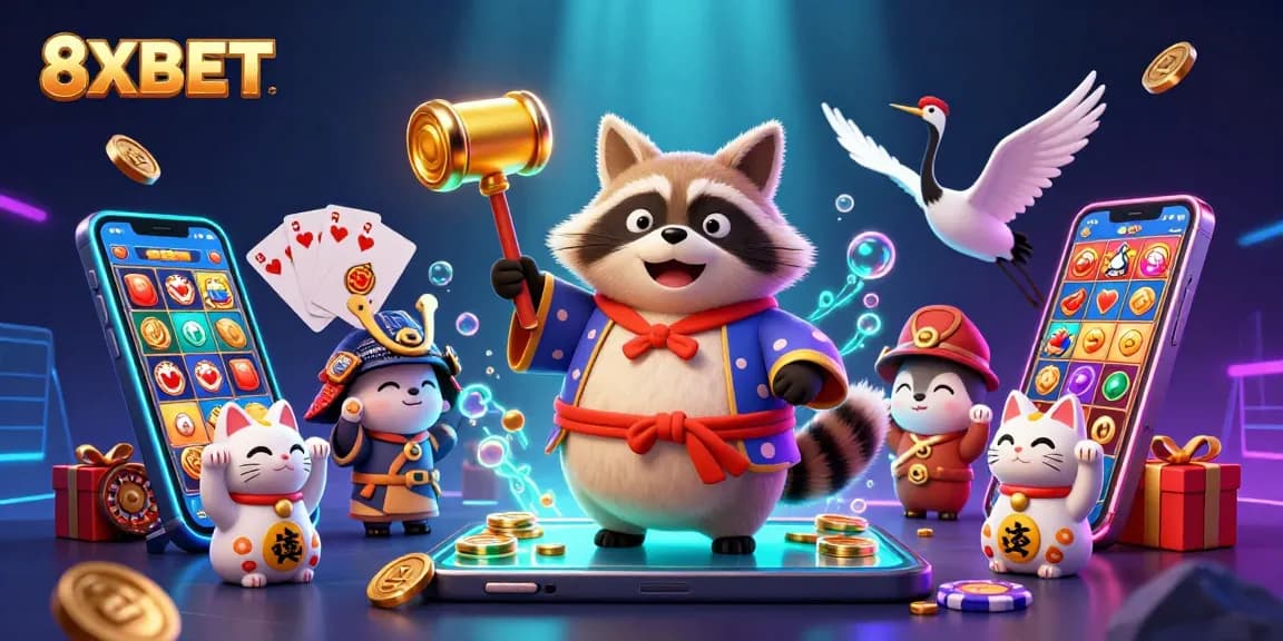Engage in thrilling slots and games at 8XBET with luck and fortune from adorable characters.