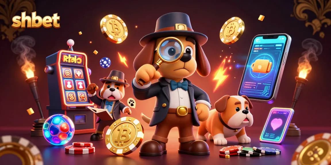Play with shbet's vibrant poker-themed illustration showcasing playful characters and casino elements.