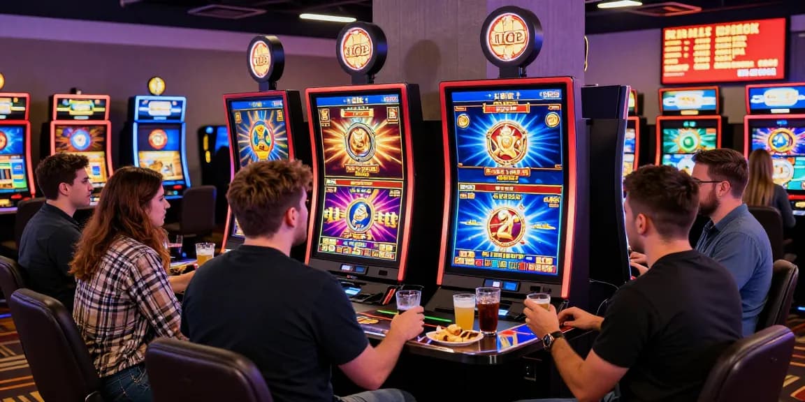 Exciting online casino scene at https://eviz.org.uk with diverse players enjoying slot games and vibrant atmosphere.