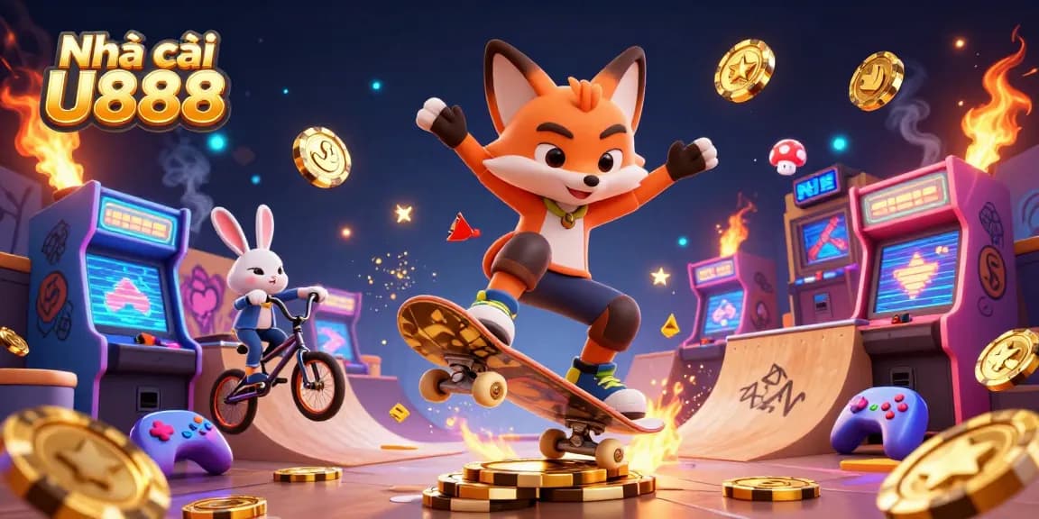 Engage with the action at Nhà cái U888 showcasing a vibrant casino-themed 3D illustration.