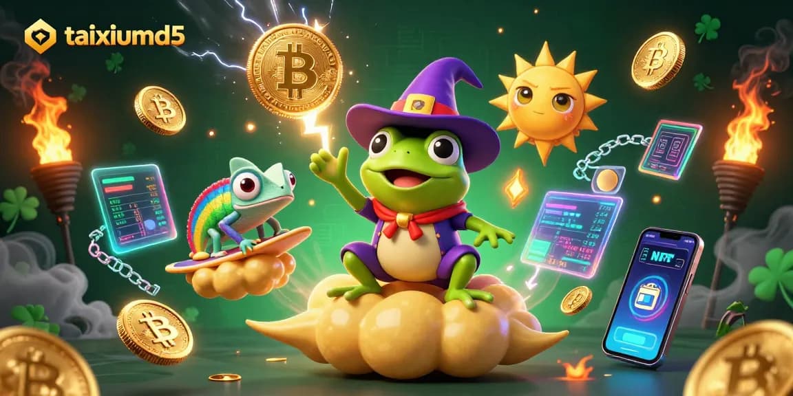 Experience taixiumd5: a wizard frog unleashes golden coin storms in an electric gambling realm.