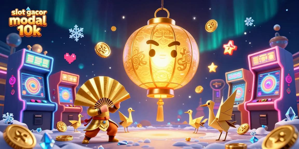 Experience slot gacor modal 10k excitement with glittering symbols and dynamic characters in a vibrant casino scene.