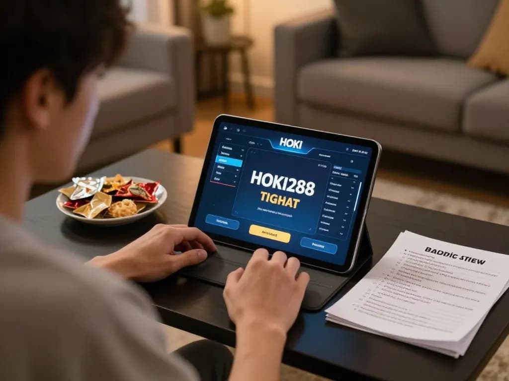 Pemain yang terlibat menggunakan platform HOKI288 untuk permainan online menarik di rumah.
