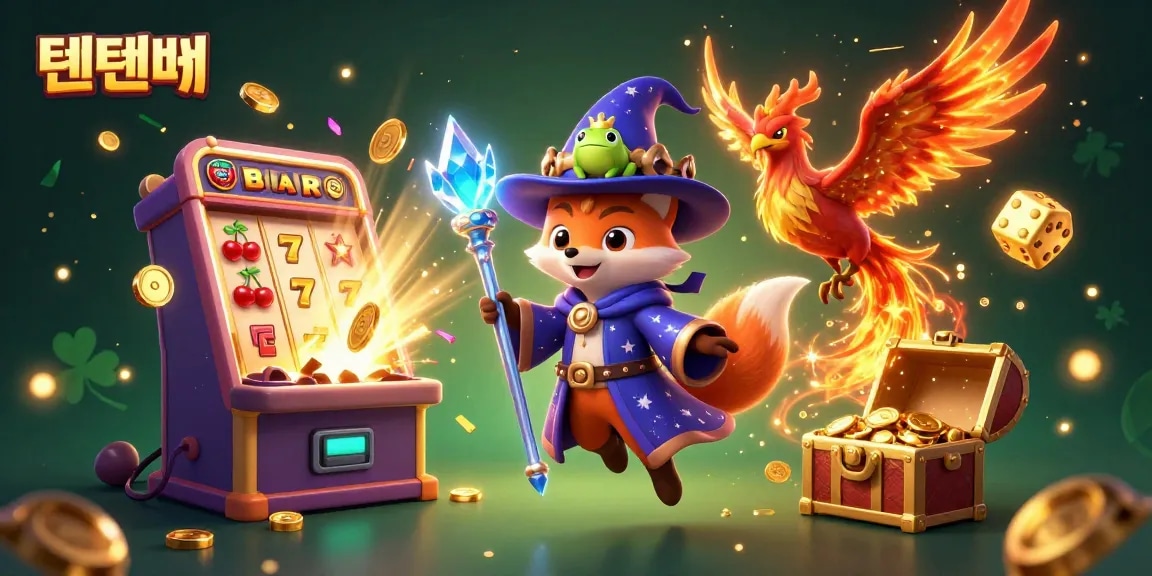 Engage in thrilling casino action with 텐텐벳 as magical characters celebrate wins amidst dynamic game elements.