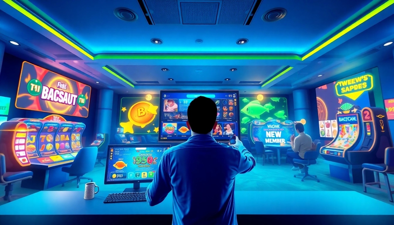 Engaging digital gaming scene showcasing F8BET.com features, including diverse games and promotions.