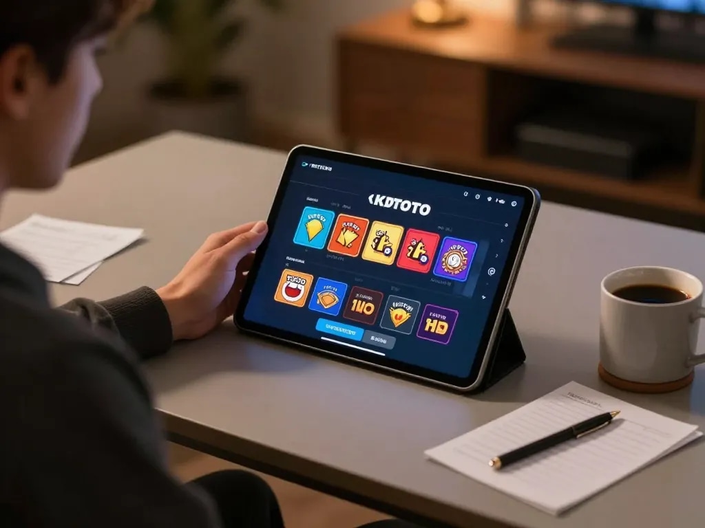 Engaging with kdtoto in a cozy home gaming setup, focusing on responsible gambling strategies