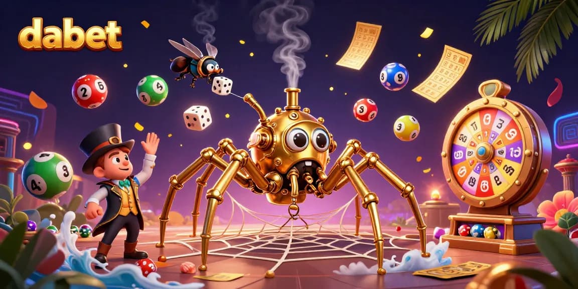 Engage in thrilling actions at dabet with a steampunk spider and dynamic lottery elements.