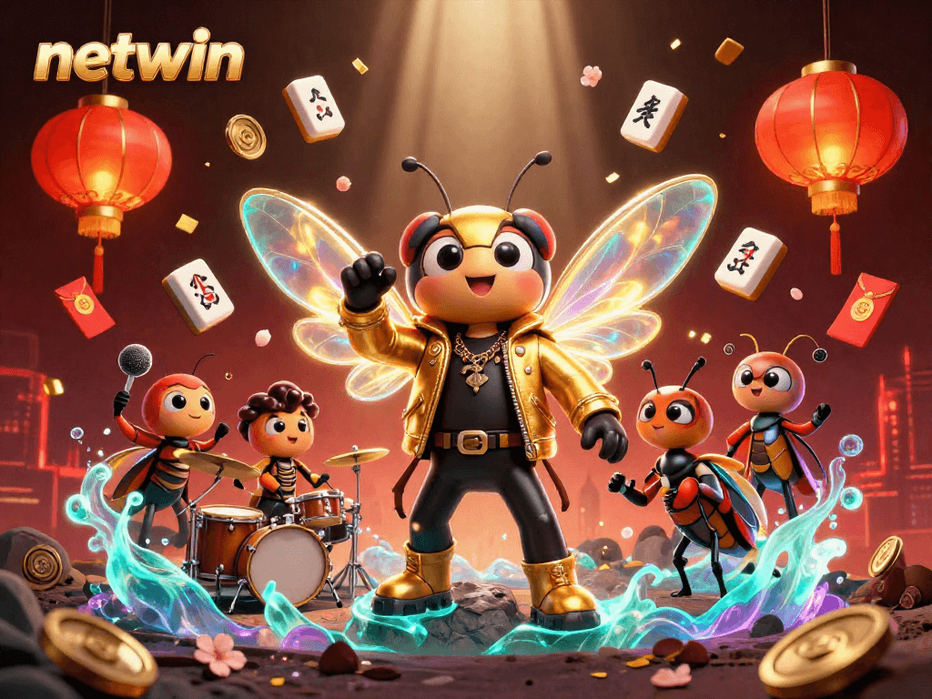 Engage with netwin's vibrant online gaming world featuring iconic characters and dazzling elements.