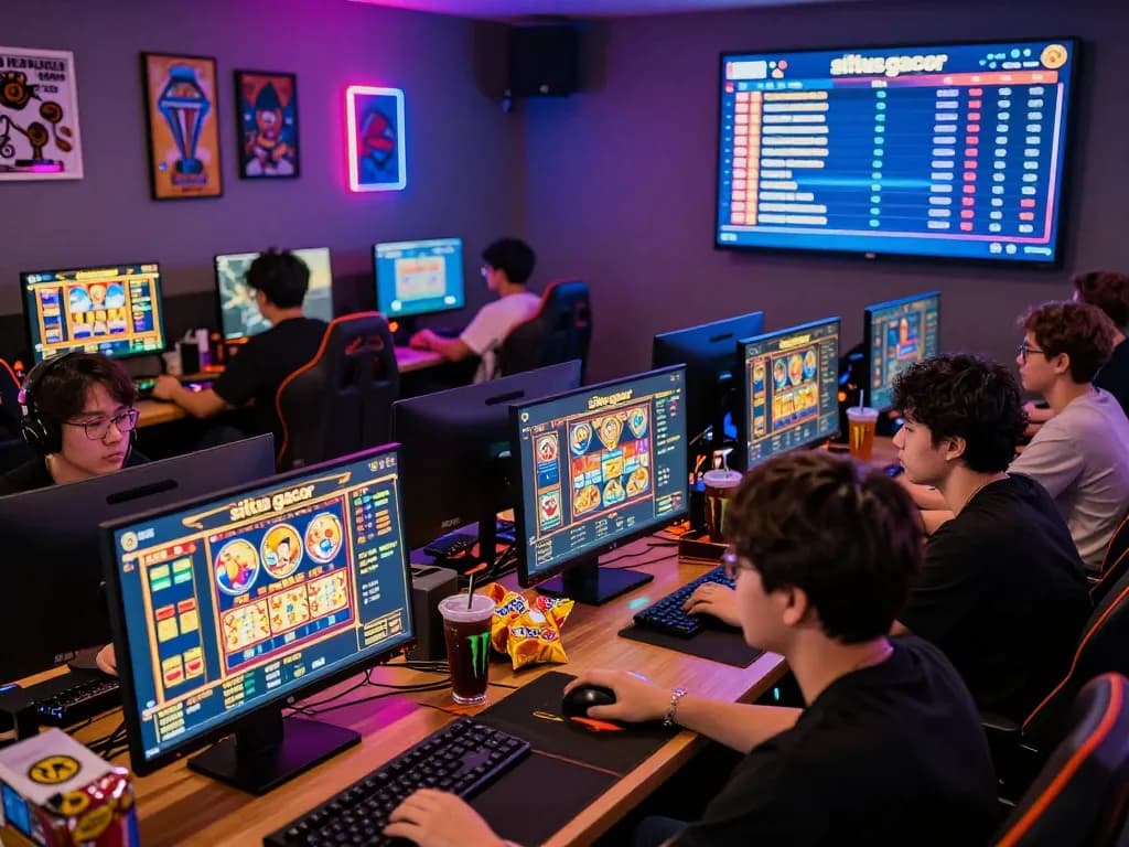 Exciting gaming environment showcasing players enjoying situs gacor slot games with vibrant visuals and competitive atmosphere.