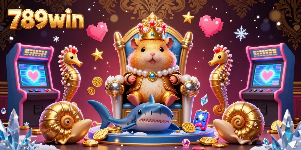 Experience epic winnings at 789win with vibrant 3D casino-themed illustration featuring a golden hamster king and dynamic game elements.