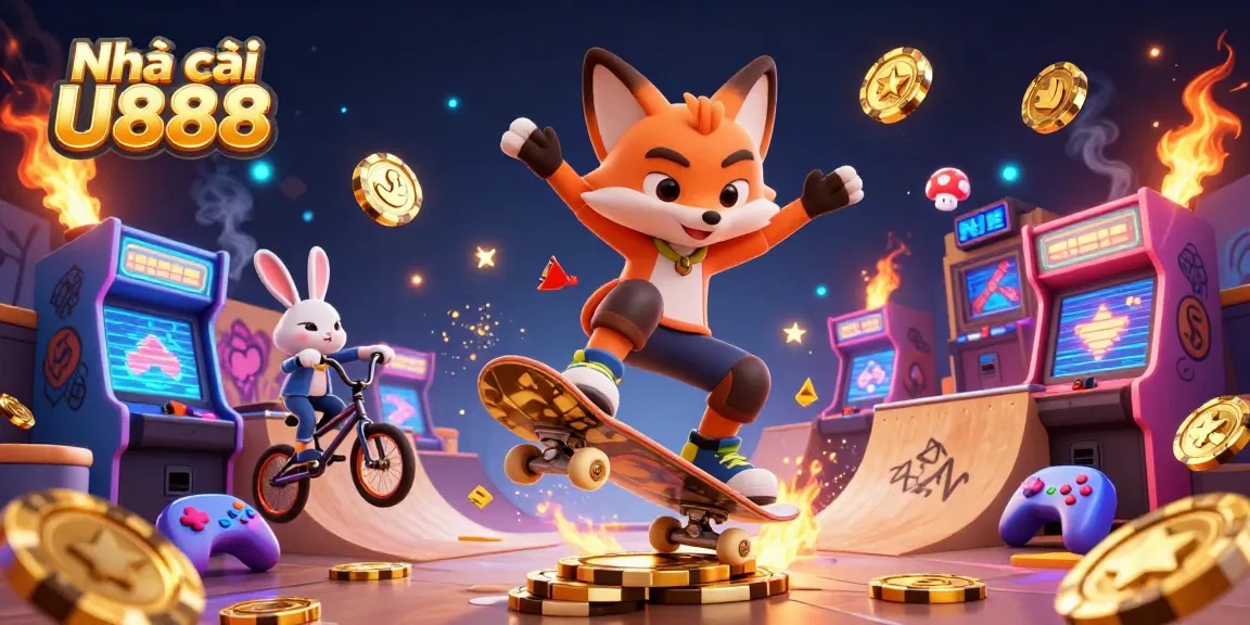 Engage with the action at Nhà cái U888 showcasing a vibrant casino-themed 3D illustration.