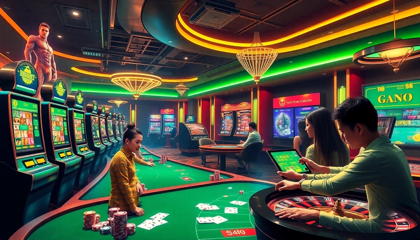 Players enjoying games at Sam86's online casino interface featuring slots and poker tables.