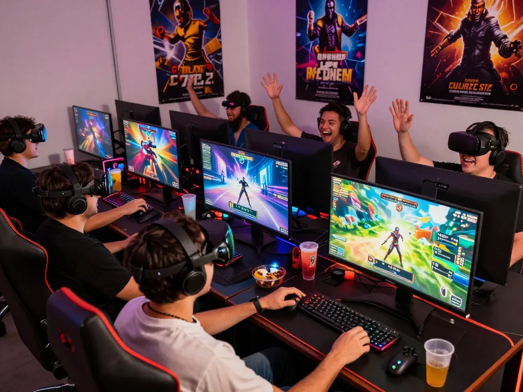 Engaged players enjoying porngames in a dynamic gaming setup.
