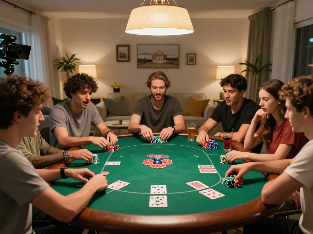 Friends enjoying an intense poker game at home, embodying the mb66 spirit of social gaming.