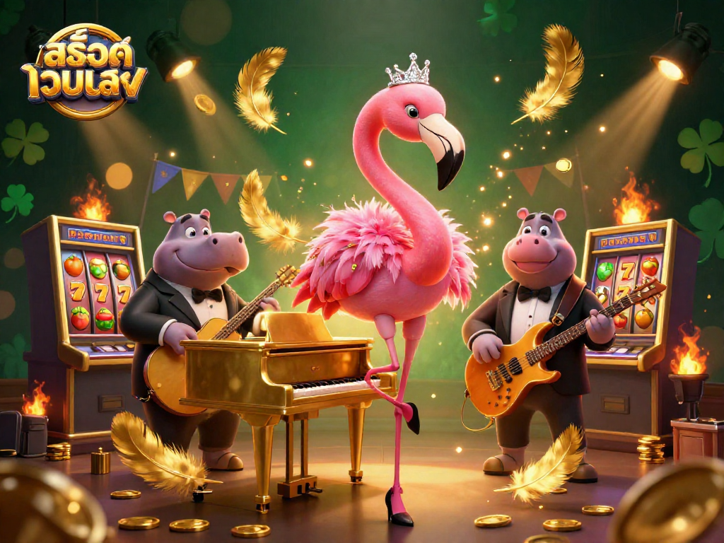 Play exciting slots at สล็อตเว็บตรง with vibrant casino characters in this dynamic illustration.