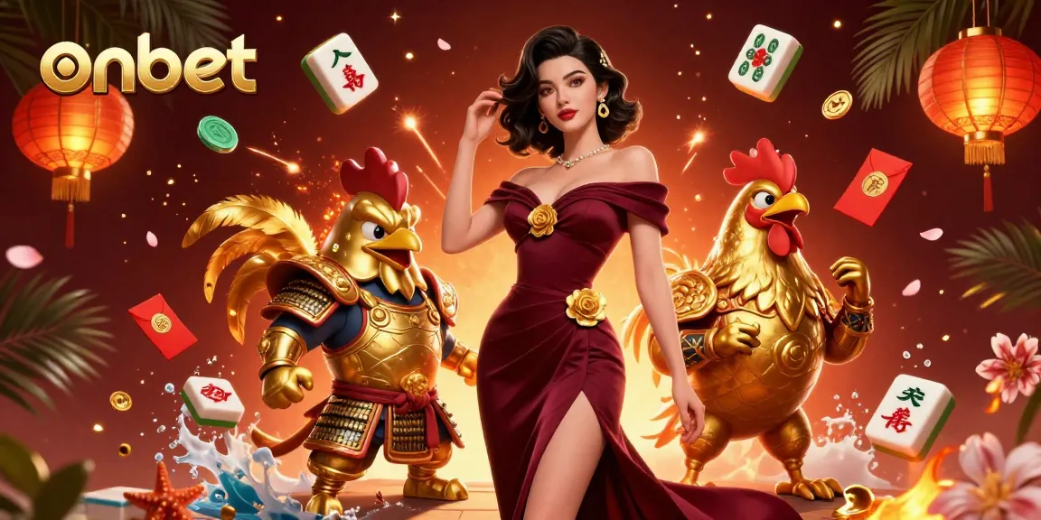 Experience the thrill of onbet with a glamorous scene of gambling in a vibrant 3D illustration.