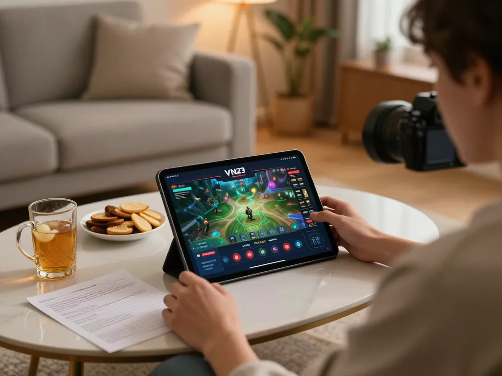 Using VN23 app for strategic online gaming, highlighting user-friendly interface and engaging gameplay.