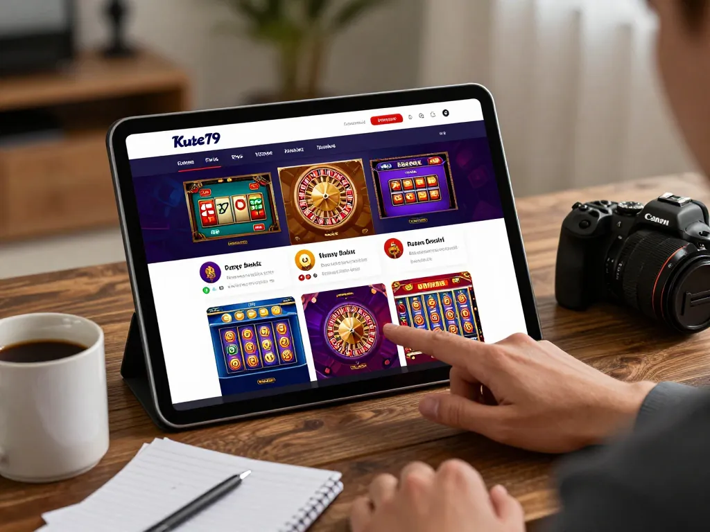 Engaging with kubet79's online casino, featuring poker and slots in a cozy setting.