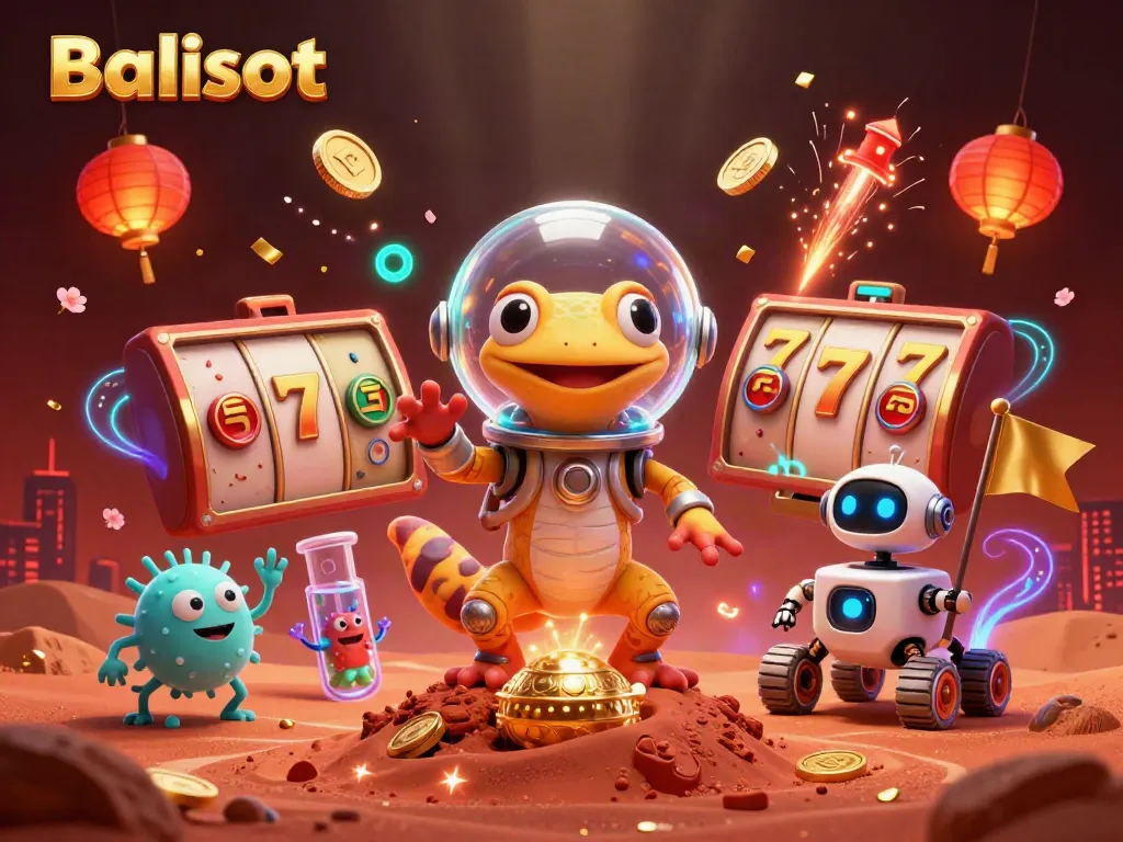 Balislot offers a thrilling casino adventure with a Martian gecko discovering treasures in a golden casino.