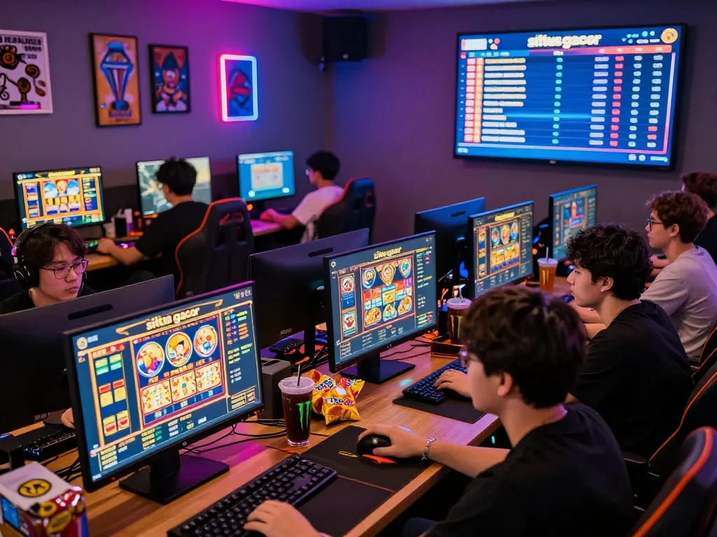 Exciting gaming environment showcasing players enjoying situs gacor slot games with vibrant visuals and competitive atmosphere.