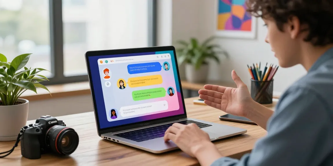 Engaging crushon AI chatbot conversation in a modern workspace