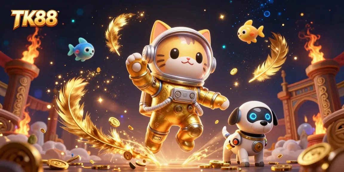 Join the adventure with TK88 as you play exciting casino games with a vibrant 3D illustration.