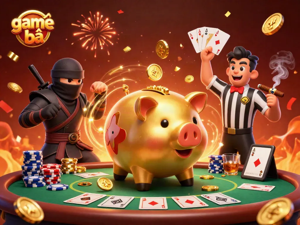 Play engaging game bài with dynamic animated characters in a vibrant casino setting.