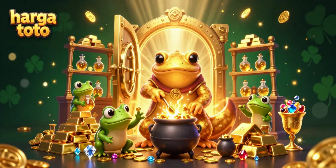 Visualisasi harga toto dengan salamander emas dan koin berkilau dalam latar kasino yang megah.