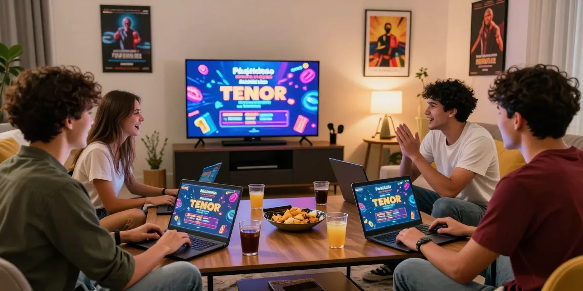 Diverse friends enjoying pajaktoto alternatif gaming night in a cozy setting with laptops and snacks.
