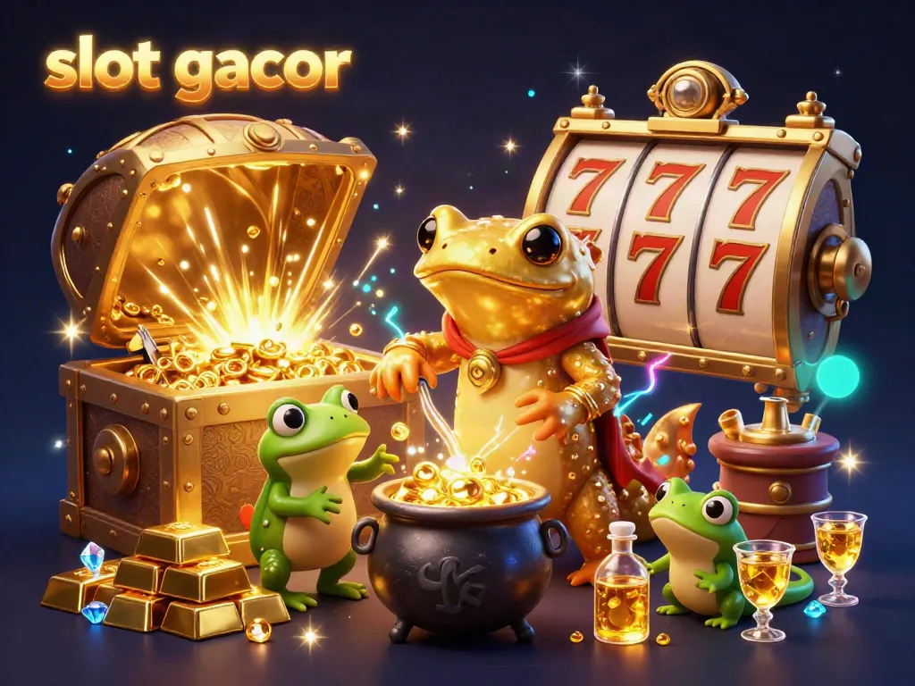 Experience slot gacor thrills in a magical casino world with golden treasures, vibrant colors, and dynamic characters.