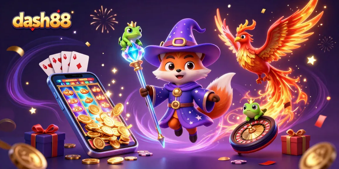 Experience magical moments with dash88 as vibrant gaming characters celebrate a win.