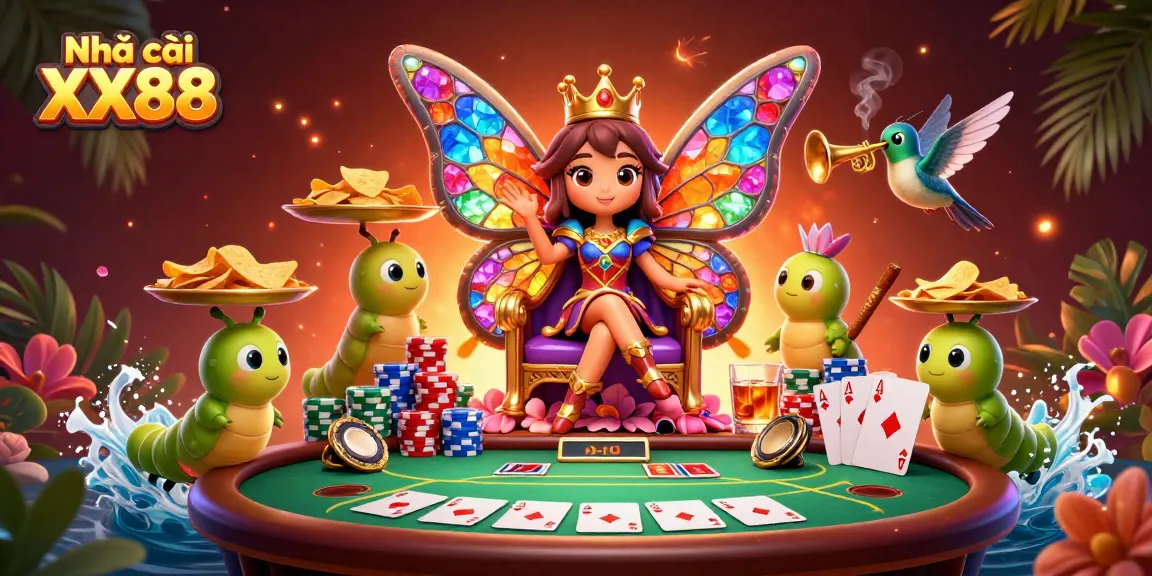 Experience high-stakes poker action with Nhà cái XX88's vibrant 3D casino illustration.