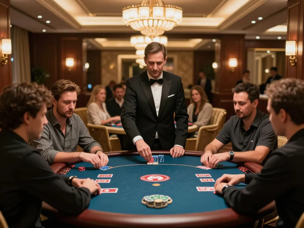 Players strategizing their next moves at SC88's luxurious poker tables, immersed in the game.