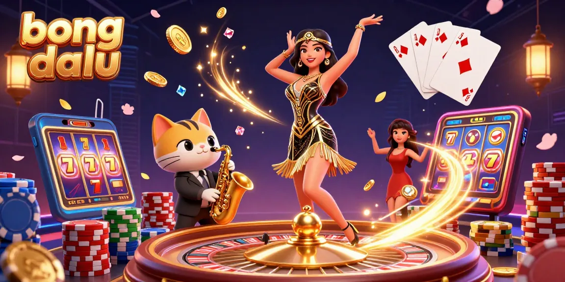 Experience the excitement with bong da lu – immersive casino illustration featuring dynamic characters, coins, and roulette.