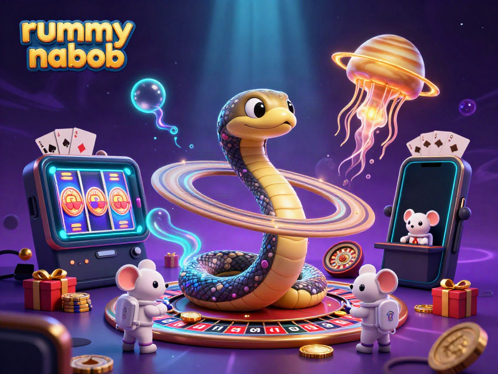 Permainan rummy nabob yang menarik dengan karakter berwarna cerah dan elemen kepiting emas.