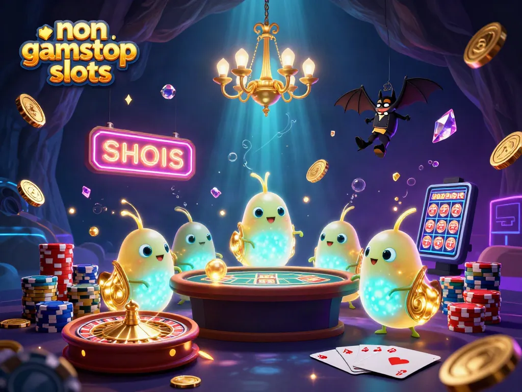 Experience thrilling non gamstop slots with glowing glowworms in a vibrant casino setting.