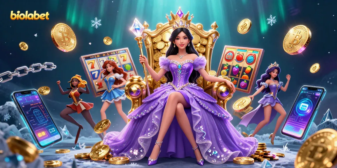 Terlibat dalam pengalaman permainan yang menarik dengan biolabet, menampilkan adegan yang hidup dengan gulungan slot dan koin bersinar.