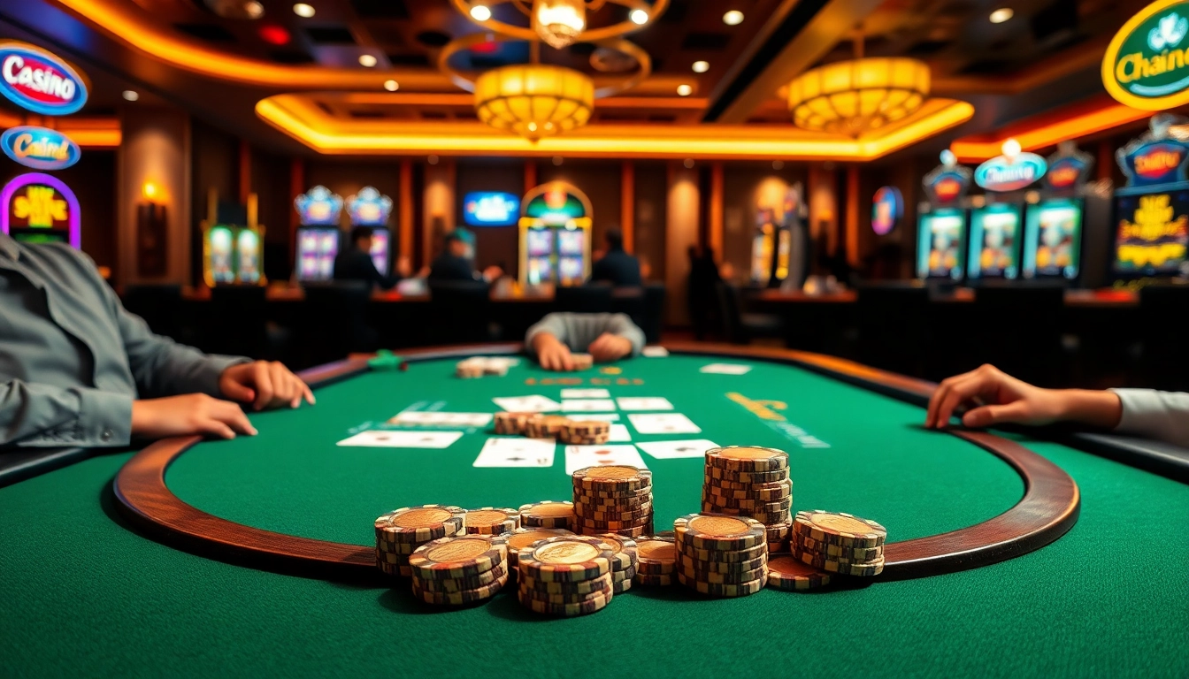 Togel389 menang dalam suasana kasino dengan meja poker yang menawan dan penuh semangat.