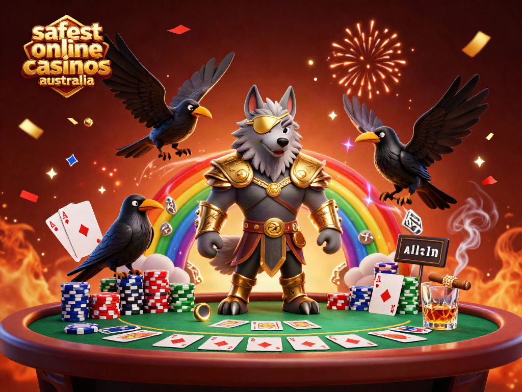Experience the excitement of the safest online casinos Australia with this vibrant 3D casino scene.